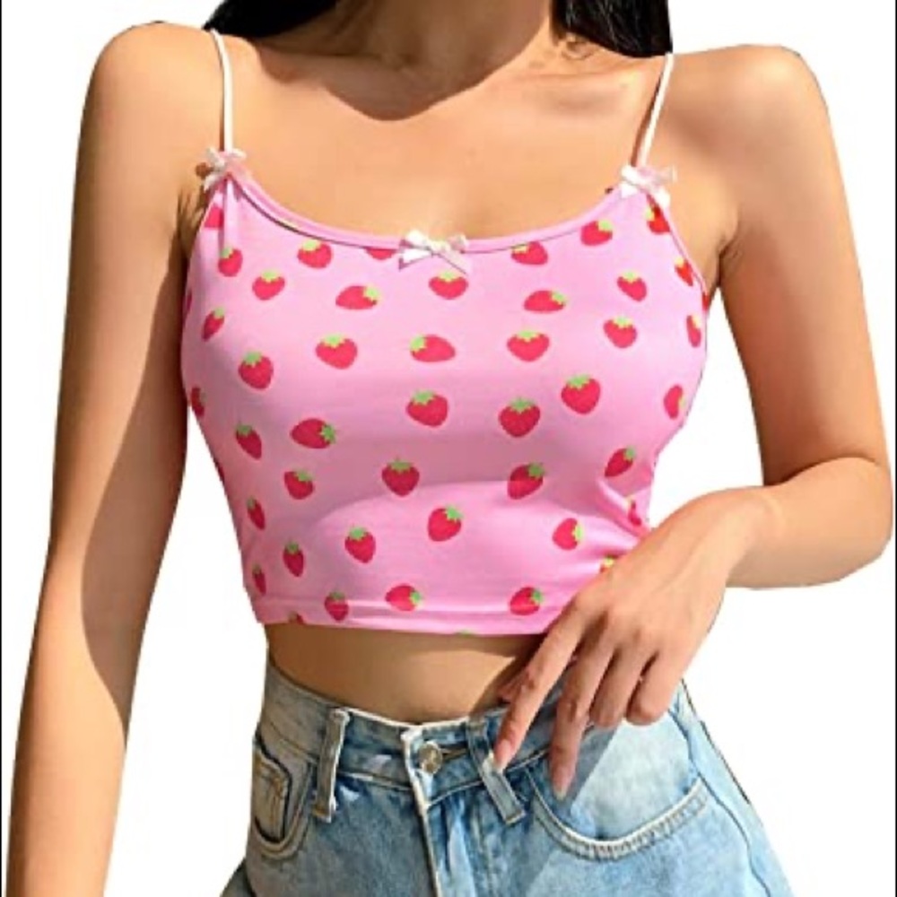 Pink strawberry tank top